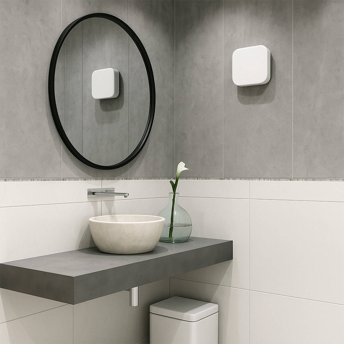 Elegant VentiOne varmepumpe til badeværelser med moderne design.